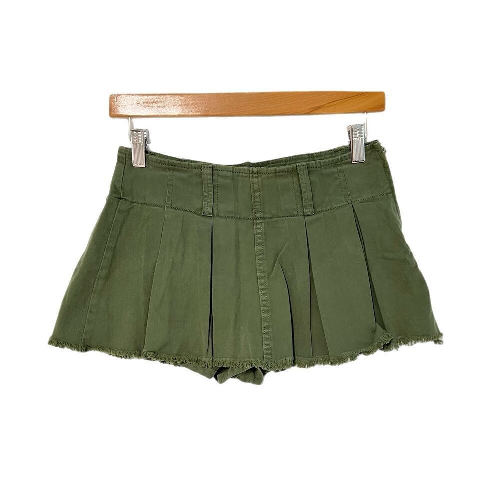 Vintage Y2K Forever 21 Pleated Micro Mini Skirt Skort XS Green Preppy Bratz